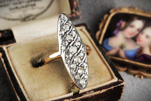 ANTIQUE VICTORIAN .97ct ROSE-CUT DIAMOND RING SILVER & GOLD