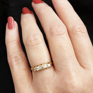 ANTIQUE FIVE STONE .45ct DIAMOND RING 18ct GOLD