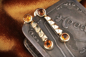 RETRO 1983 CITRINE EARRINGS 9ct GOLD