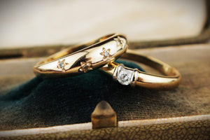 TWO DIAMOND STACKING RINGS 18ct & 9ct YELLOW GOLD