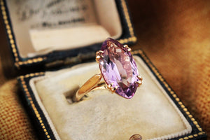 VINTAGE c1970 AMETHYST COCKTAIL RING 9ct GOLD