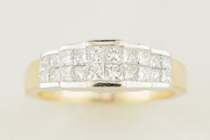 VINTAGE ART DECO STYLE .72ct DIAMOND RING 18ct WHITE & YELLOW GOLD