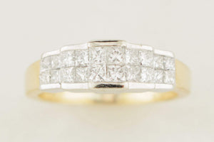 VINTAGE ART DECO STYLE .72ct DIAMOND RING 18ct WHITE & YELLOW GOLD