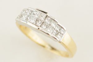 VINTAGE ART DECO STYLE .72ct DIAMOND RING 18ct WHITE & YELLOW GOLD