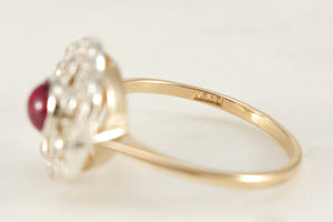 ANTIQUE ART DECO c1920 RED SPINEL & DIAMOND RING 15ct GOLD