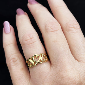 VINTAGE PALOMA PICASSO FOR TIFFANY TRIPLE LOVING HEARTS RING 18CT GOLD