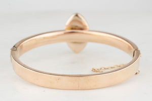 ANTIQUE EDWARDIAN GARNET & SEED PEARL BANGLE 9CT GOLD