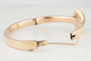 ANTIQUE EDWARDIAN GARNET & SEED PEARL BANGLE 9CT GOLD