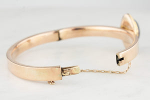 ANTIQUE EDWARDIAN GARNET & SEED PEARL BANGLE 9CT GOLD