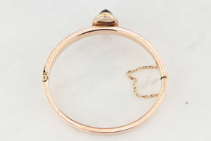 ANTIQUE EDWARDIAN GARNET & SEED PEARL BANGLE 9CT GOLD