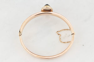 ANTIQUE EDWARDIAN GARNET & SEED PEARL BANGLE 9CT GOLD
