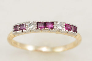 ANTIQUE ART DECO c1920 RUBY & DIAMOND BAND 18ct GOLD