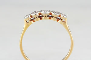 ANTIQUE FIVE-STONE DIAMOND RING c1915 18ct GOLD & PLATINUM