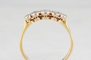 ANTIQUE FIVE-STONE DIAMOND RING c1915 18ct GOLD & PLATINUM