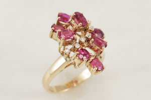 VINTAGE c1940 RUBY & DIAMOND RING 14ct GOLD