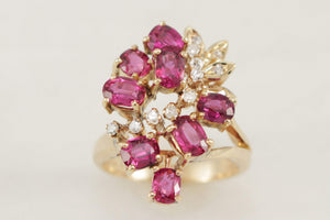 VINTAGE c1940 RUBY & DIAMOND RING 14ct GOLD