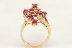 VINTAGE c1940 RUBY & DIAMOND RING 14ct GOLD