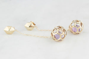RETRO AMETHYST EARRINGS 9ct GOLD