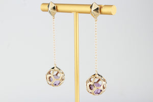 RETRO AMETHYST EARRINGS 9ct GOLD