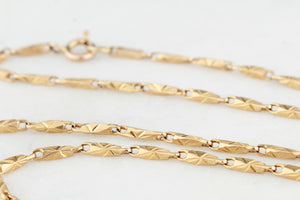 ANTIQUE ETCHED LINK NECKLACE 14ct GOLD