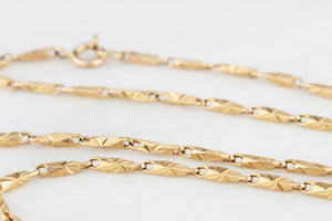 ANTIQUE ETCHED LINK NECKLACE 14ct GOLD