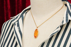 ANTIQUE ARTS & CRAFTS c1920 CITRINE PASTE PENDANT 9ct GOLD