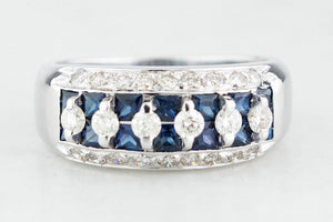 CONTEMPORARY DIAMOND & SAPPHIRE RING 18ct GOLD