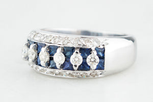 CONTEMPORARY DIAMOND & SAPPHIRE RING 18ct GOLD