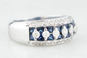 CONTEMPORARY DIAMOND & SAPPHIRE RING 18ct GOLD