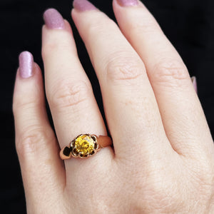 ANTIQUE EDWARDIAN 1.35ct YELLOW SAPPHIRE RING IN 15ct GOLD