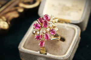 VINTAGE c1940 RUBY & DIAMOND RING 14ct GOLD
