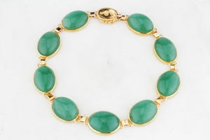 VINTAGE c1940 AVENTURINE QUARTZ BRACELET 14ct GOLD