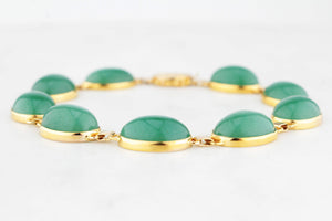 VINTAGE c1940 AVENTURINE QUARTZ BRACELET 14ct GOLD