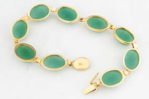VINTAGE c1940 AVENTURINE QUARTZ BRACELET 14ct GOLD