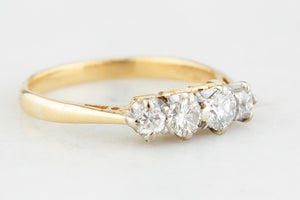 VINTAGE c1940 FOUR STONE .47ct DIAMOND RING 18ct GOLD