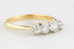 VINTAGE c1940 FOUR STONE .47ct DIAMOND RING 18ct GOLD