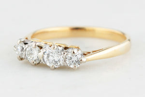 VINTAGE c1940 FOUR STONE .47ct DIAMOND RING 18ct GOLD