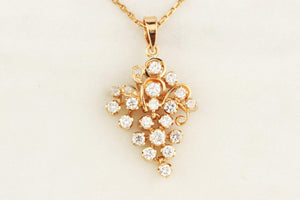 VINTAGE c1940-50 DIAMOND PENDANT 14ct YELLOW GOLD