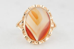 1970’S BANDED AGATE RING 9ct GOLD