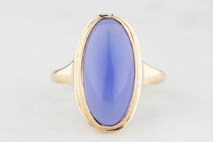 1970’S LAVENDER CHALCEDONY RING 9ct GOLD