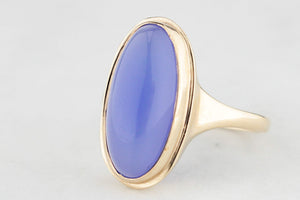1970’S LAVENDER CHALCEDONY RING 9ct GOLD