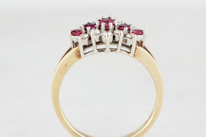 RETRO PIGEON BLOOD RUBY & DIAMOND RING 9ct GOLD