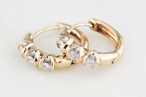 RETRO 1980’S DIAMOND HOOP EARRINGS 9ct GOLD