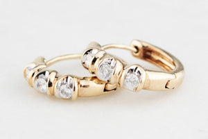 RETRO 1980’S DIAMOND HOOP EARRINGS 9ct GOLD