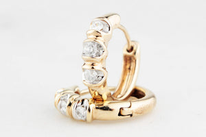 RETRO 1980’S DIAMOND HOOP EARRINGS 9ct GOLD
