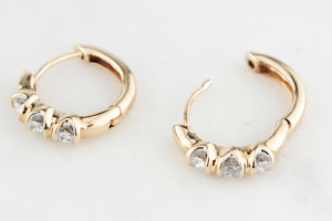 RETRO 1980’S DIAMOND HOOP EARRINGS 9ct GOLD