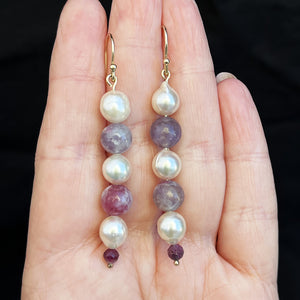 PEARL, TOURMALINE & GARNET EARRINGS 9ct GOLD