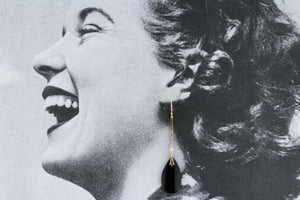 ART DECO c1920 ONYX & PEARL DROP EARRINGS IN 9ct GOLD