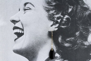 ART DECO c1920 ONYX & PEARL DROP EARRINGS IN 9ct GOLD