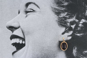 VINTAGE CABOCHON PYROPE GARNET EARRINGS 9ct GOLD